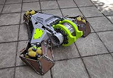 the BattleBot OMINOUS, shown here with a Kiwi Drive Kiwi drive.jpg