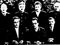 Members of Comintern Political Secretary Board, 1935. From left to right, sitting: G. Dymitrow, P. Togliatti, W. Florin; standing: O. Kuusinen, D. Mamulski, K. Gottwald, W. Pieck