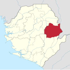 Mapa Kono (dzielnica) w Sierra Leone