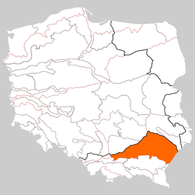 Pozicija Sandomirske kotline na karti Poljske