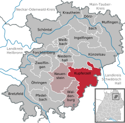 Elhelyezkedése Baden-Württemberg térképén