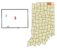 LaGrange County Indiana Eingemeindete und nicht eingetragene Gebiete Lagrange Highlighted.svg