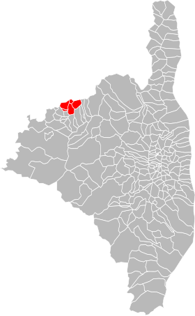 Localização da área de convivência da comunidade de comunas da Île-Rousse