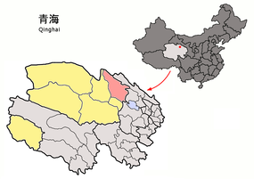 Tianjuns läge i Haixi, Qinghai, Kina.