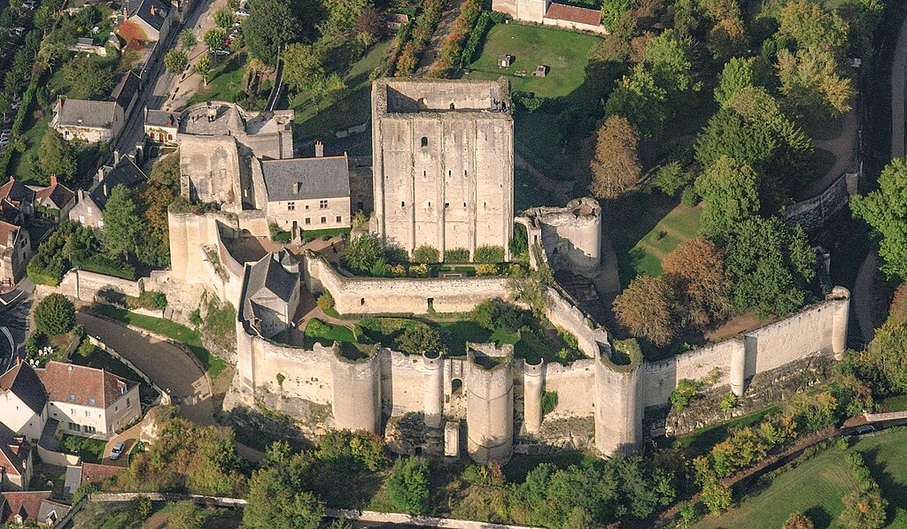 Loches dungeon, aerial view from West