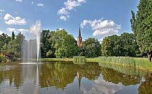 Johannapark in July 2009 Lutherkirche uber Teich.jpg