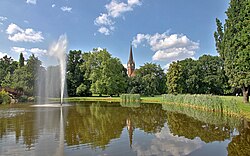 Laghetto nel parco Johannapark a Lipsia