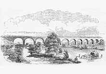 The viaduct over the Avon valley at Rugby, now Grade II listed MCR Viaduct, old engraving..jpg