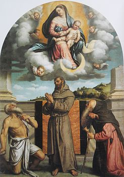 Madonna col Bambino in gloria con i santi Girolamo, Francesco d'Assisi e Antonio Abate.jpg