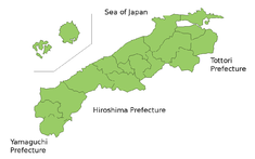 Mapa prefektury Shimane