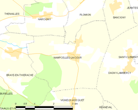 Mapa obce Nampcelles-la-Cour