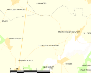 Poziția localității Courcelles-sur-Voire