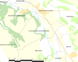 Mapa obce Courcelles-lès-Montbard