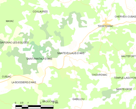 Mapa obce Sainte-Eulalie-d’Ans