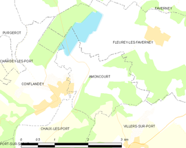 Mapa obce Amoncourt