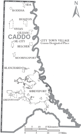 Kaart van Caddo Parish