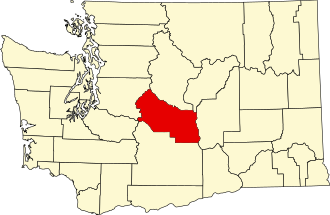 Location of Kittitas County in Washington Map of Washington highlighting Kittitas County.svg