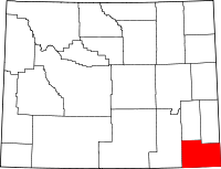 ララミー郡の位置を示したワイオミング州の地図