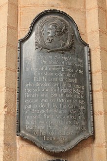 Memorial to Edith Cavell, Peterborough Cathedral by Mahomet Thomas Phillips Memorial to Edith Cavell, Peterborough Cathedral.jpg