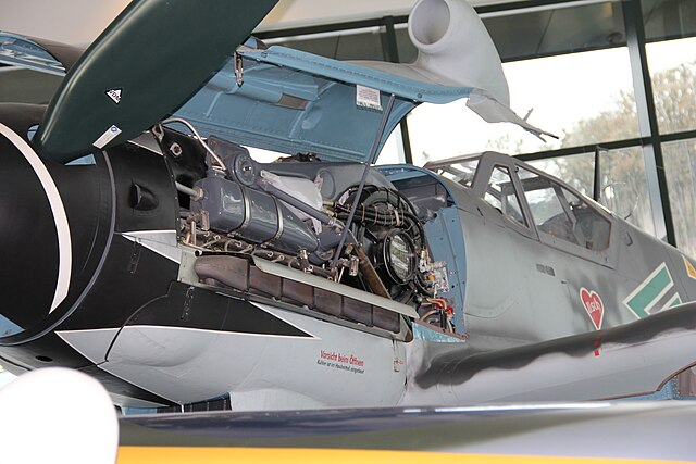 Bf 109 in the Hartmann color scheme on display at the Evergreen Aviation & Space Museum