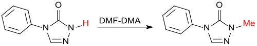 Methylation of 4-phenyl-1,2,4-triazol-3-one