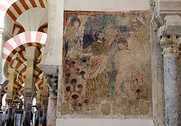 Retable du Baptême du Christ dans le Jourdain (précieuse fresque, fin XIIIe s.) (dans la 1re nef du Crucero sud).