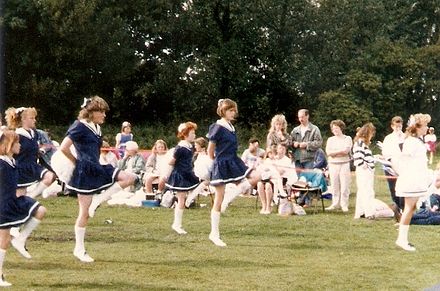 North West Carnival Morris troupe dancing in Skipton, Yorkshire in 1987