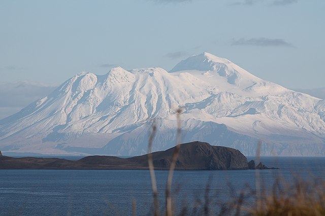 Great Sitkin Island view with Telephoto from Adak, AK