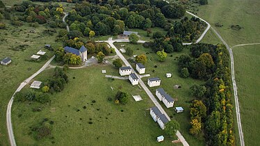 Reste des Dorfes Wollseifen mit Kirche. Luftaufnahme (2015)