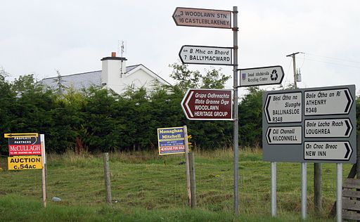 The R348 near Woodlawn, Co. Galway, with a mixture of fingerpost and improved signposts