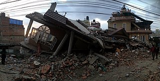 A collapsed house in Nepal