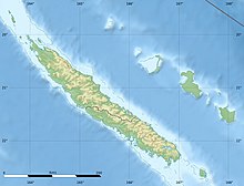 Mapa en relieve de Nueva Caledonia.
