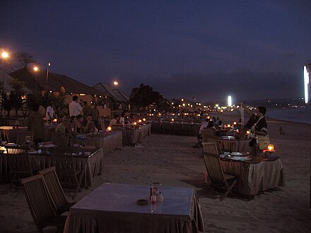 One of over 200 seafood restaurants on Jimbaran Beach