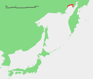 Lage des Gischigabusen im Ochotskischen Meer