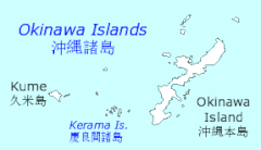 Mapa Okinawských ostrovů.