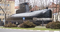 Kobben-class submarine ,,Jastrzab" in front of the PNA Okret podwodny ,,Jastrzab-Kobben".jpg