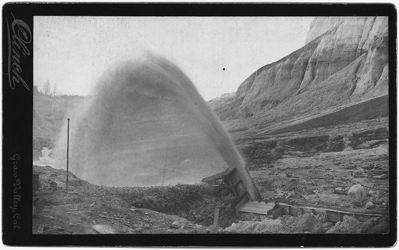 File:Operating hydraulic mining elevator and impounding works at North Bloomfield Mine, entered as respondent's exhibit... - NARA - 295959.jpg