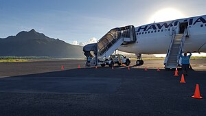 Hawaiian Airlines flights leave from Pago Pago International Airport 2-3 times per week.