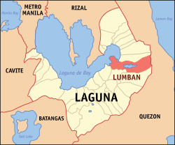 Map of Laguna with Lumban highlighted