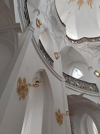 Upward view inside church