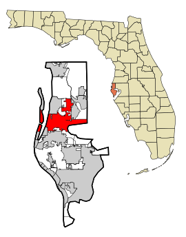 Pinellas County Florida Incorporated and Unincorporated areas Clearwater Highlighted.svg