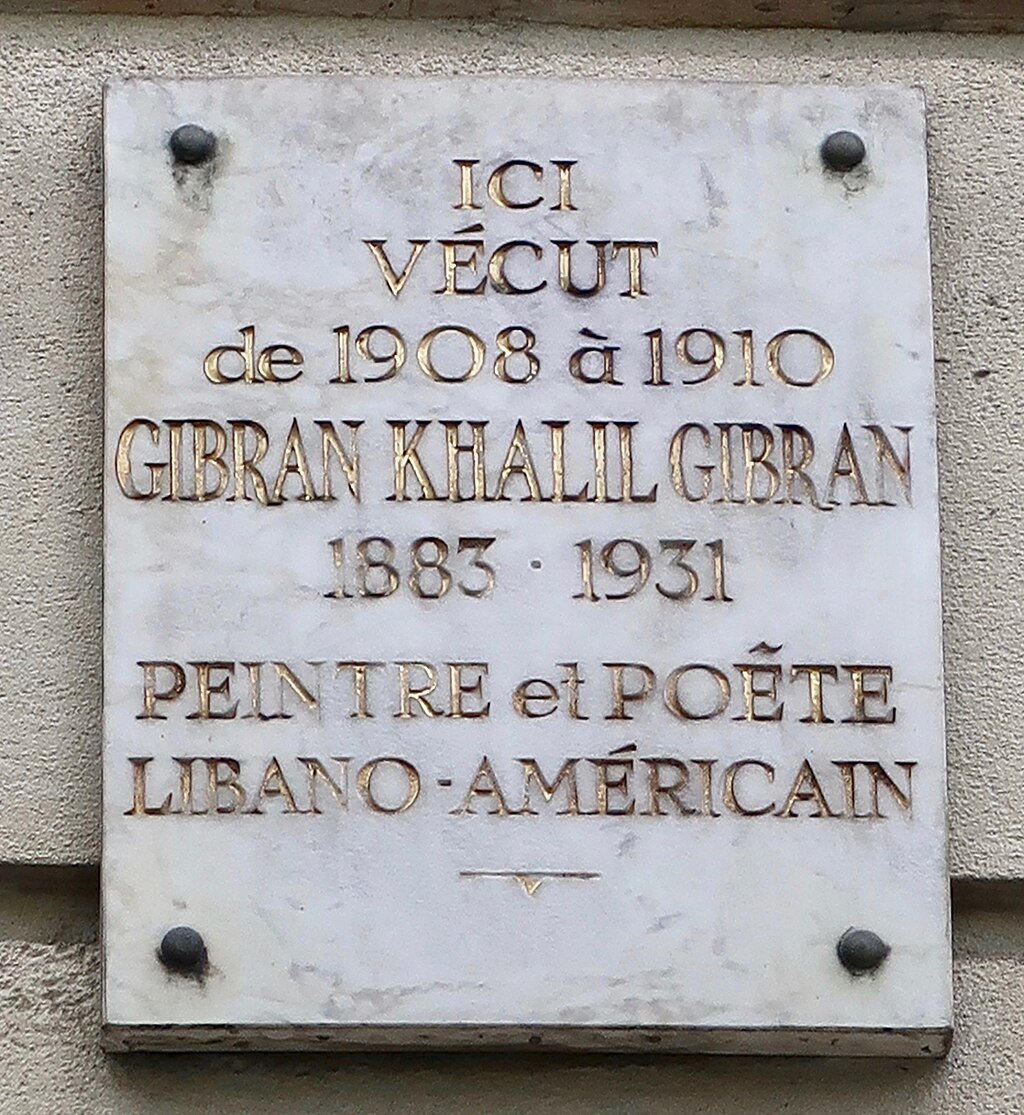 1024px Plaque Gibran Khalil Gibran%2C 14 avenue du Maine%2C Paris 15e Pdf Bookzone