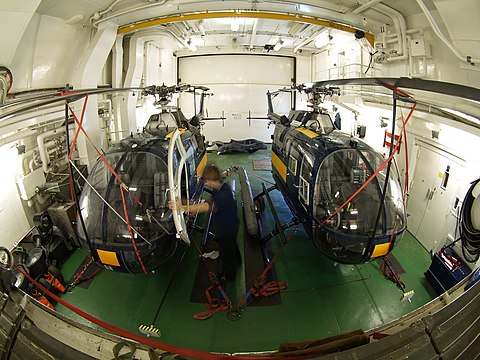 Helicopter hangar of the German research vessel Polarstern