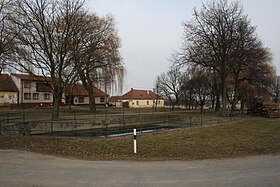 Pond and village square in Zárubice, Třebíč District.jpg