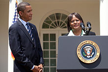 Obama with Dr. Regina Benjamin. President Barack Obama with Surgeon General nominee Regina Benjamin 07-13-09.jpg