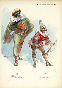 Pulcinella et Giangurgolo, croquis de Charles Bétout pour Les Trois Masques (1912) - Archive historique ICON003000.jpg