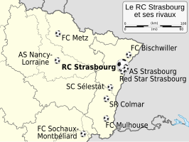 Carte des clubs rivaux du RCSA.