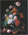 Květiny ve skleněné váze na mramorové desce(1709)