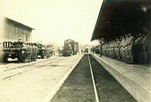 Militäraufgebot im Bahnhof von Managua am 8. Januar 1931