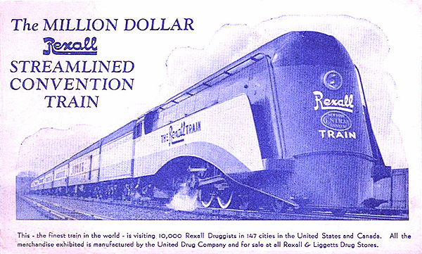 Postcard photo of the Rexall Train.